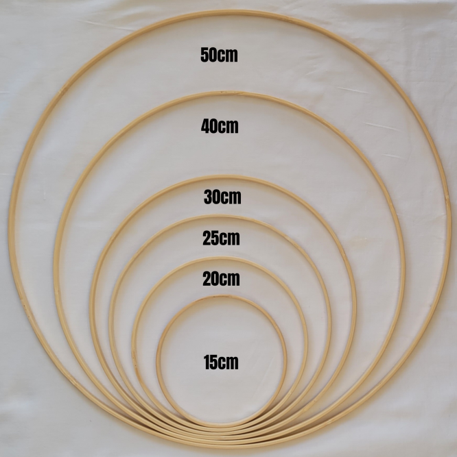 Holzringe aus Bambus in verschiedenen Größen von 15 cm bis 50 cm – perfekte Holzreifen zum Basteln