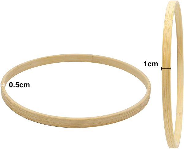 Bambus-Holzring mit 1 cm Breite und 0,5 cm Dicke – stabile Holzreifen für Makramee und Bastelarbeiten
