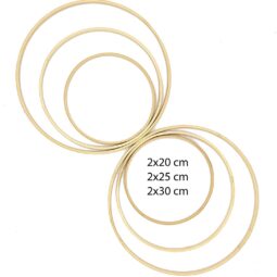 6er-Set Bambusringe – Holzringe zum Basteln in 20, 25 und 30 cm Größe, ideal für DIY-Projekte und Makramee