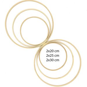 6er-Set Bambusringe – Holzringe zum Basteln in 20, 25 und 30 cm Größe, ideal für DIY-Projekte und Makramee