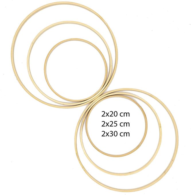 6er-Set Bambusringe – Holzringe zum Basteln in 20, 25 und 30 cm Größe, ideal für DIY-Projekte und Makramee